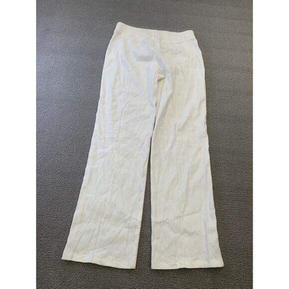 Monrow Women Medium White Wide Leg Linen Blend Pants - Picture 1 of 14